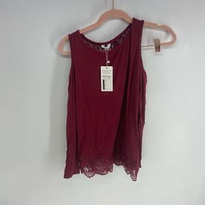 Meaeor  Women's Maroon Cotton Blend Cold Shoulder Top Size Small